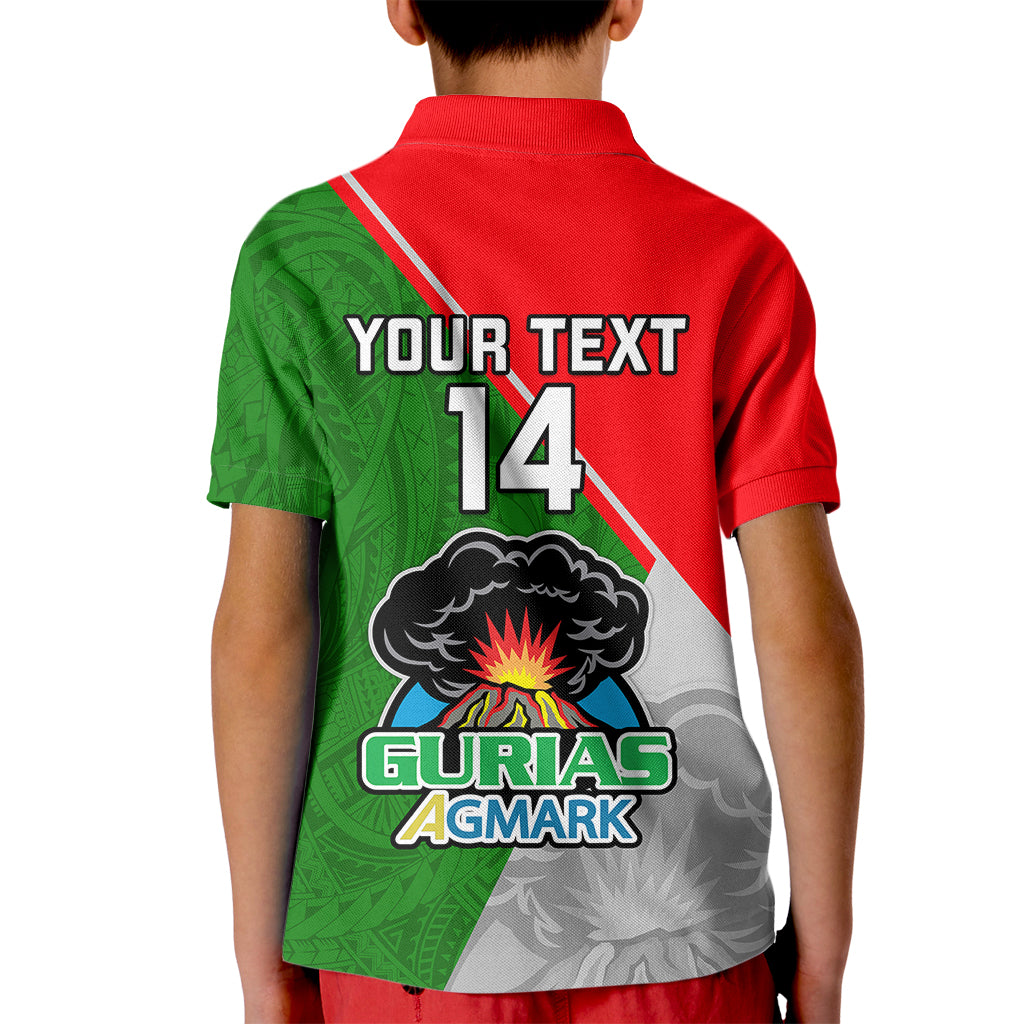 Custom Papua New Guinea Rugby Kid Polo Shirt Rabaul Gurias PNG Polynesian Pattern - Wonder Print Shop