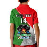 Custom Papua New Guinea Rugby Kid Polo Shirt Rabaul Gurias PNG Polynesian Pattern - Wonder Print Shop