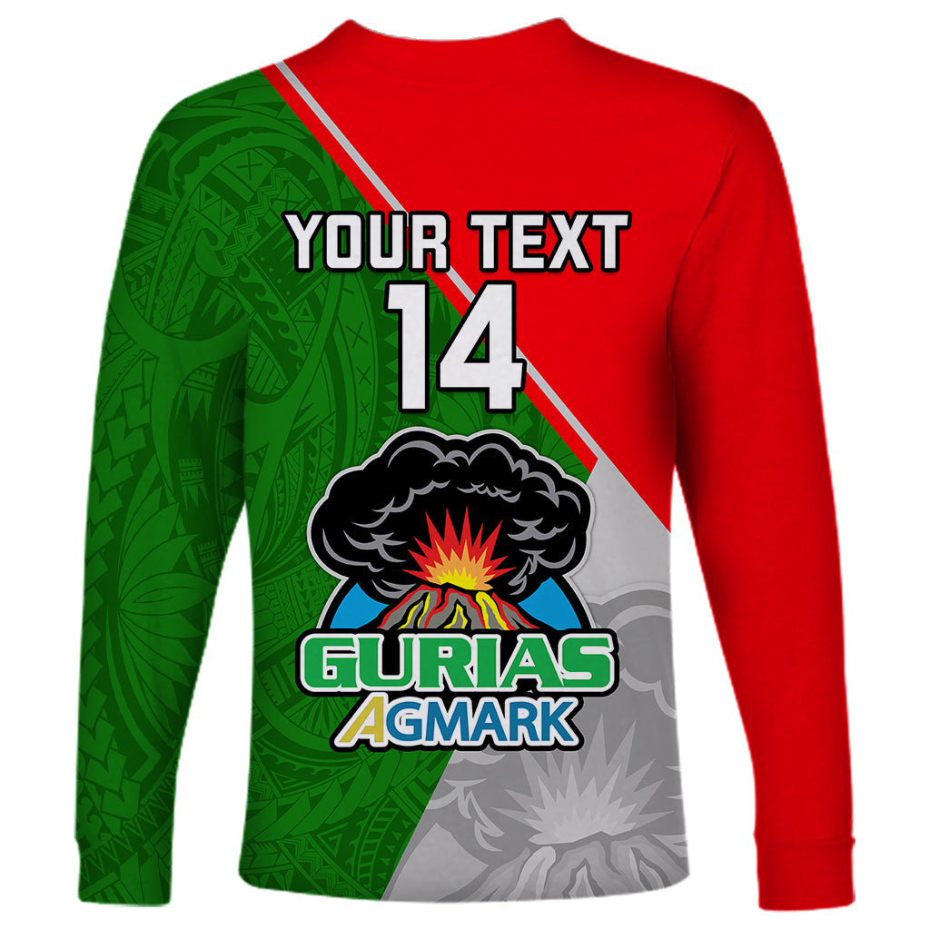 Custom Papua New Guinea Rugby Long Sleeve Shirt Rabaul Gurias PNG Polynesian Pattern - Wonder Print Shop