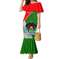 Custom Papua New Guinea Rugby Mermaid Dress Rabaul Gurias PNG Polynesian Pattern - Wonder Print Shop