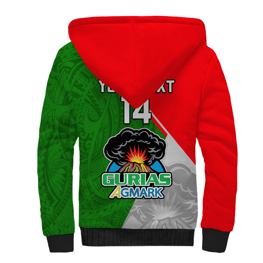 Custom Papua New Guinea Rugby Sherpa Hoodie Rabaul Gurias PNG Polynesian Pattern - Wonder Print Shop