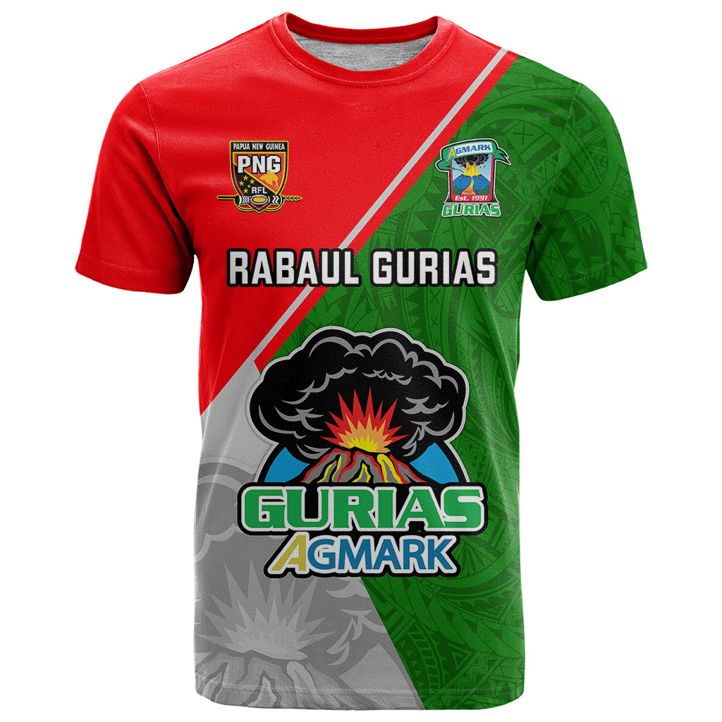 Custom Papua New Guinea Rugby T Shirt Rabaul Gurias PNG Polynesian Pattern - Wonder Print Shop