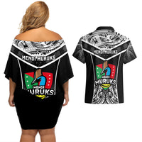 Papua New Guinea Rugby Couples Matching Off Shoulder Short Dress and Hawaiian Shirt Mendi Muruks PNG Polynesian Pattern - Wonder Print Shop