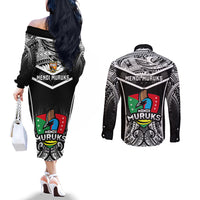 papua-new-guinea-rugby-couples-matching-off-the-shoulder-long-sleeve-dress-and-long-sleeve-button-shirts-mendi-muruks-png-polynesian-pattern
