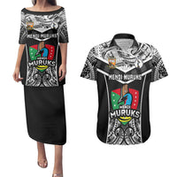 Papua New Guinea Rugby Couples Matching Puletasi Dress and Hawaiian Shirt Mendi Muruks PNG Polynesian Pattern - Wonder Print Shop