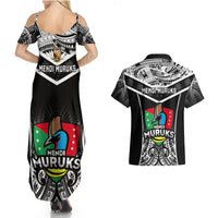 Papua New Guinea Rugby Couples Matching Summer Maxi Dress and Hawaiian Shirt Mendi Muruks PNG Polynesian Pattern - Wonder Print Shop