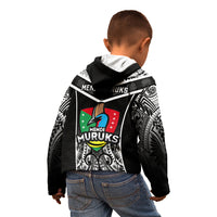 Papua New Guinea Rugby Kid Hoodie Mendi Muruks PNG Polynesian Pattern - Wonder Print Shop