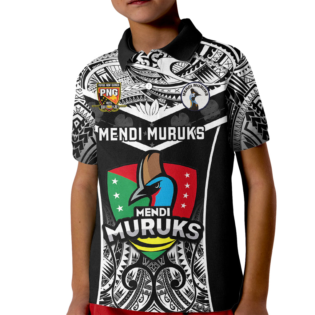 Papua New Guinea Rugby Kid Polo Shirt Mendi Muruks PNG Polynesian Pattern - Wonder Print Shop