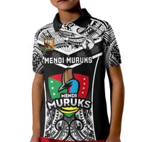 Papua New Guinea Rugby Kid Polo Shirt Mendi Muruks PNG Polynesian Pattern - Wonder Print Shop
