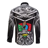 Papua New Guinea Rugby Long Sleeve Button Shirt Mendi Muruks PNG Polynesian Pattern - Wonder Print Shop
