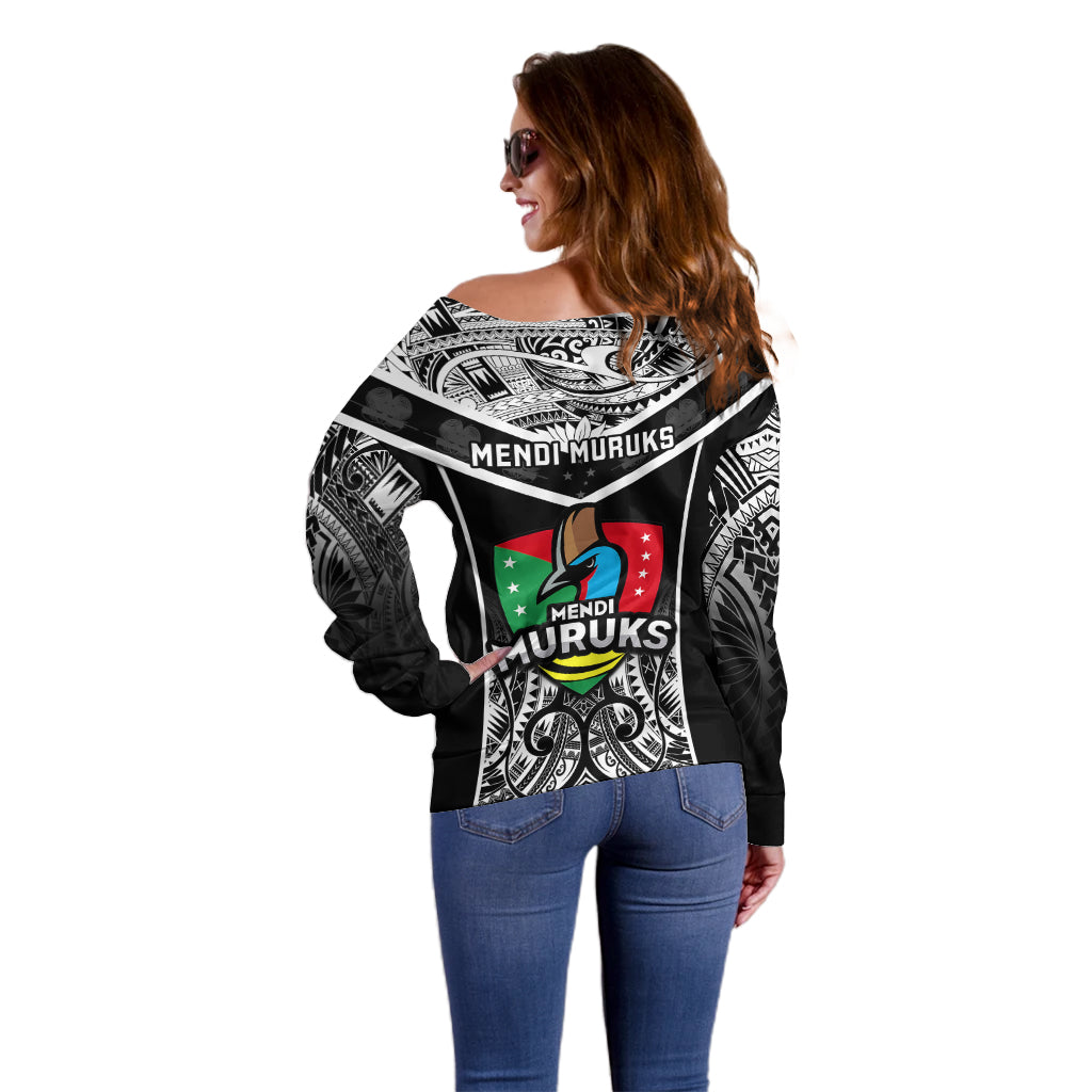 Papua New Guinea Rugby Off Shoulder Sweater Mendi Muruks PNG Polynesian Pattern - Wonder Print Shop