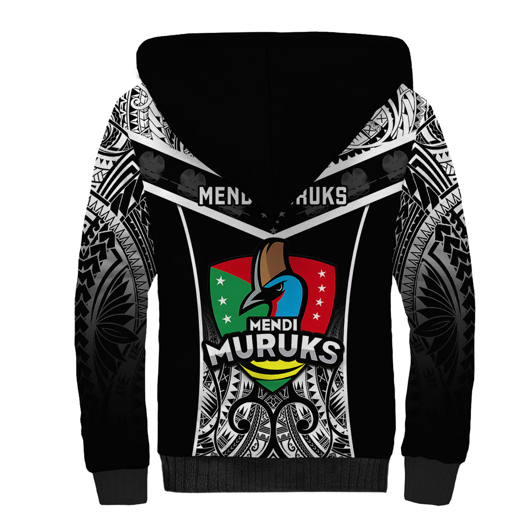 Papua New Guinea Rugby Sherpa Hoodie Mendi Muruks PNG Polynesian Pattern - Wonder Print Shop