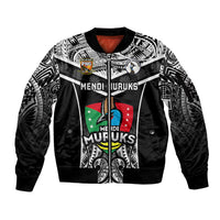 Papua New Guinea Rugby Sleeve Zip Bomber Jacket Mendi Muruks PNG Polynesian Pattern - Wonder Print Shop
