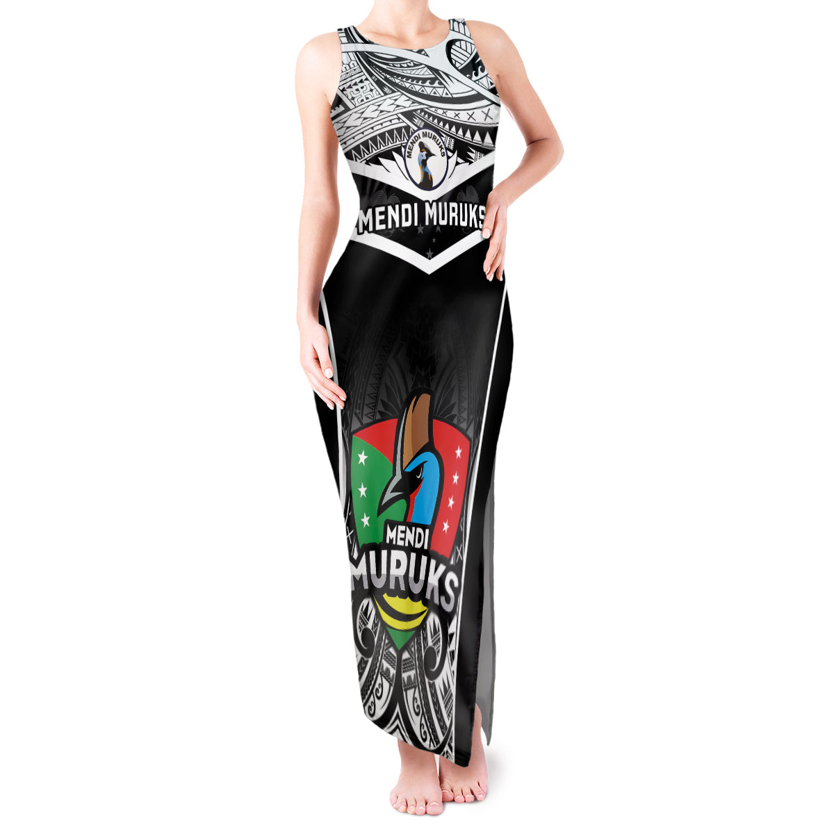Papua New Guinea Rugby Tank Maxi Dress Mendi Muruks PNG Polynesian Pattern - Wonder Print Shop