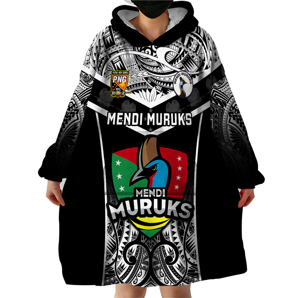 Papua New Guinea Rugby Wearable Blanket Hoodie Mendi Muruks PNG Polynesian Pattern - Wonder Print Shop