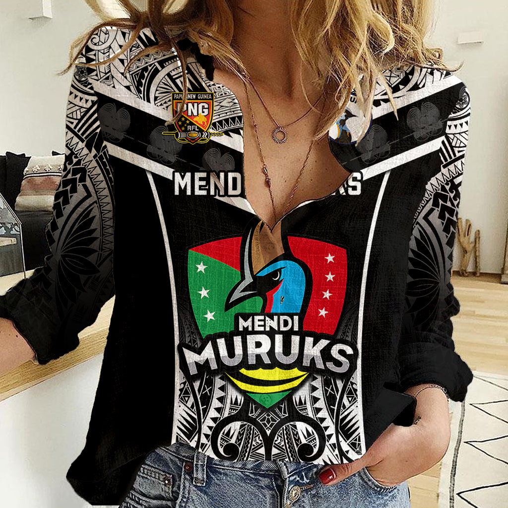 Papua New Guinea Rugby Women Casual Shirt Mendi Muruks PNG Polynesian Pattern - Wonder Print Shop