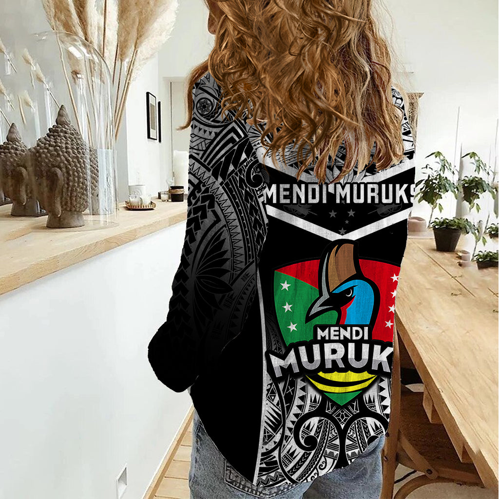 Papua New Guinea Rugby Women Casual Shirt Mendi Muruks PNG Polynesian Pattern - Wonder Print Shop