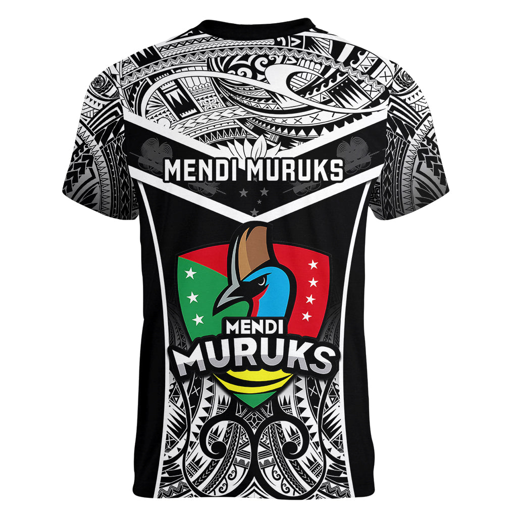 Papua New Guinea Rugby Women V Neck T Shirt Mendi Muruks PNG Polynesian Pattern - Wonder Print Shop