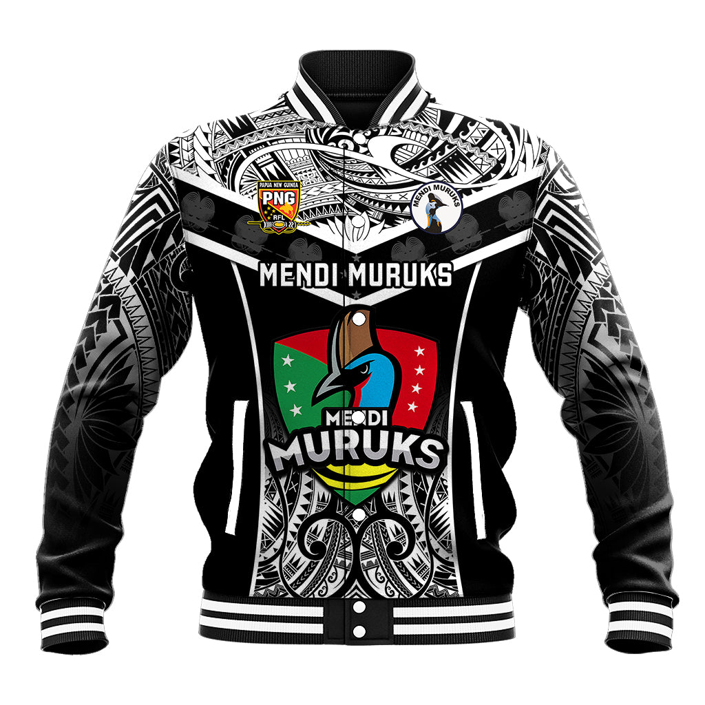 Custom Papua New Guinea Rugby Baseball Jacket Mendi Muruks PNG Polynesian Pattern - Wonder Print Shop