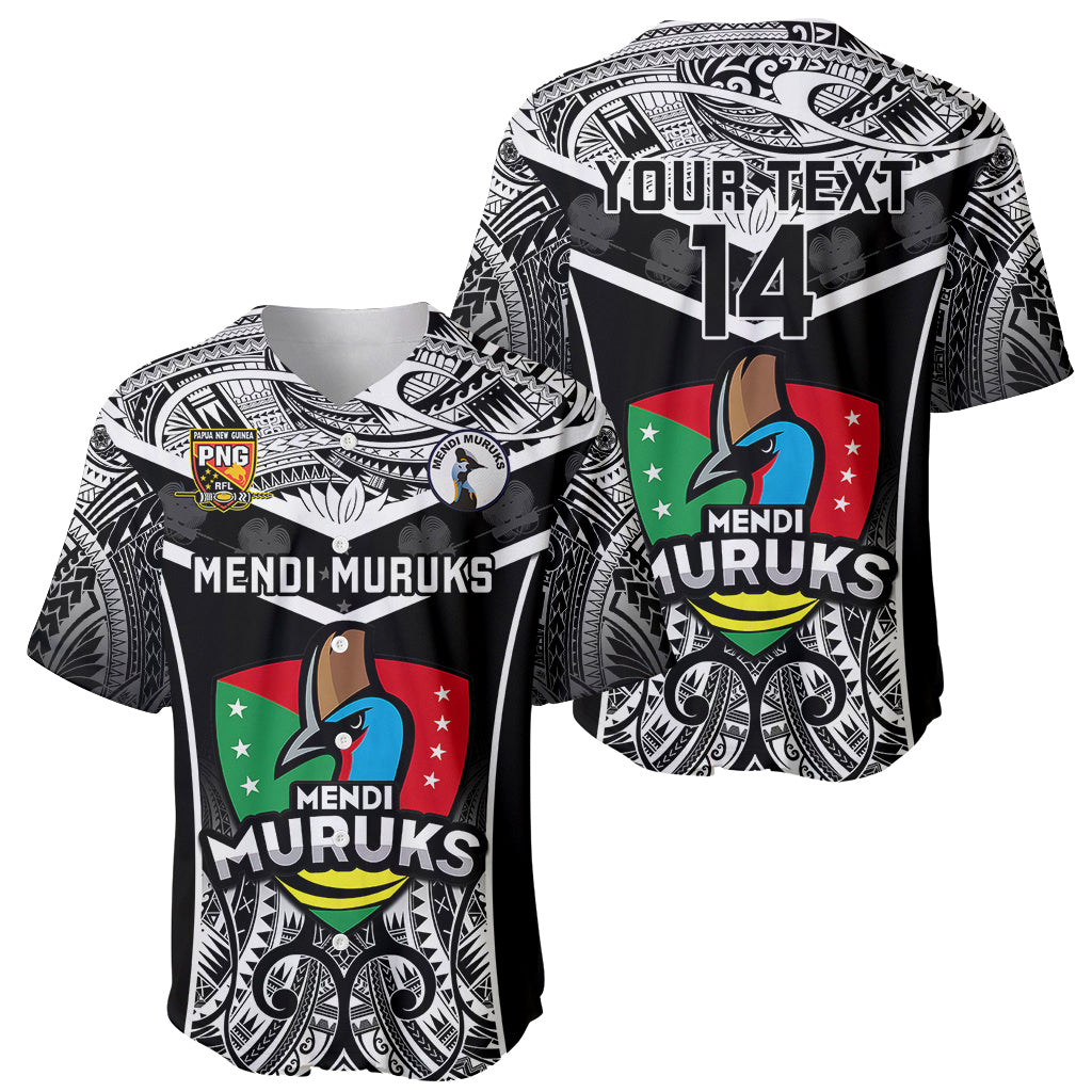 Custom Papua New Guinea Rugby Baseball Jersey Mendi Muruks PNG Polynesian Pattern - Wonder Print Shop