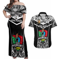 Custom Papua New Guinea Rugby Couples Matching Off Shoulder Maxi Dress and Hawaiian Shirt Mendi Muruks PNG Polynesian Pattern - Wonder Print Shop