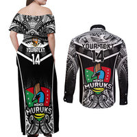 Custom Papua New Guinea Rugby Couples Matching Off Shoulder Maxi Dress and Long Sleeve Button Shirts Mendi Muruks PNG Polynesian Pattern - Wonder Print Shop