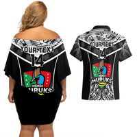 Custom Papua New Guinea Rugby Couples Matching Off Shoulder Short Dress and Hawaiian Shirt Mendi Muruks PNG Polynesian Pattern - Wonder Print Shop