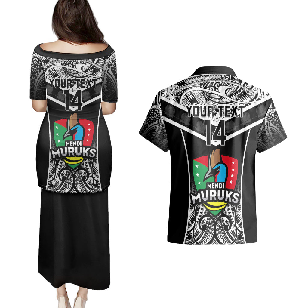 Custom Papua New Guinea Rugby Couples Matching Puletasi Dress and Hawaiian Shirt Mendi Muruks PNG Polynesian Pattern - Wonder Print Shop