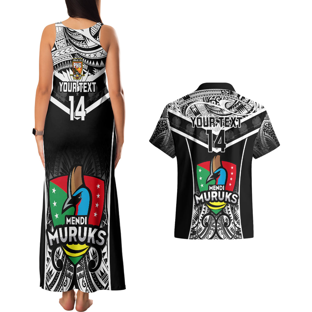 Custom Papua New Guinea Rugby Couples Matching Tank Maxi Dress And Hawaiian Shirt Mendi Muruks PNG Polynesian Pattern - Wonder Print Shop