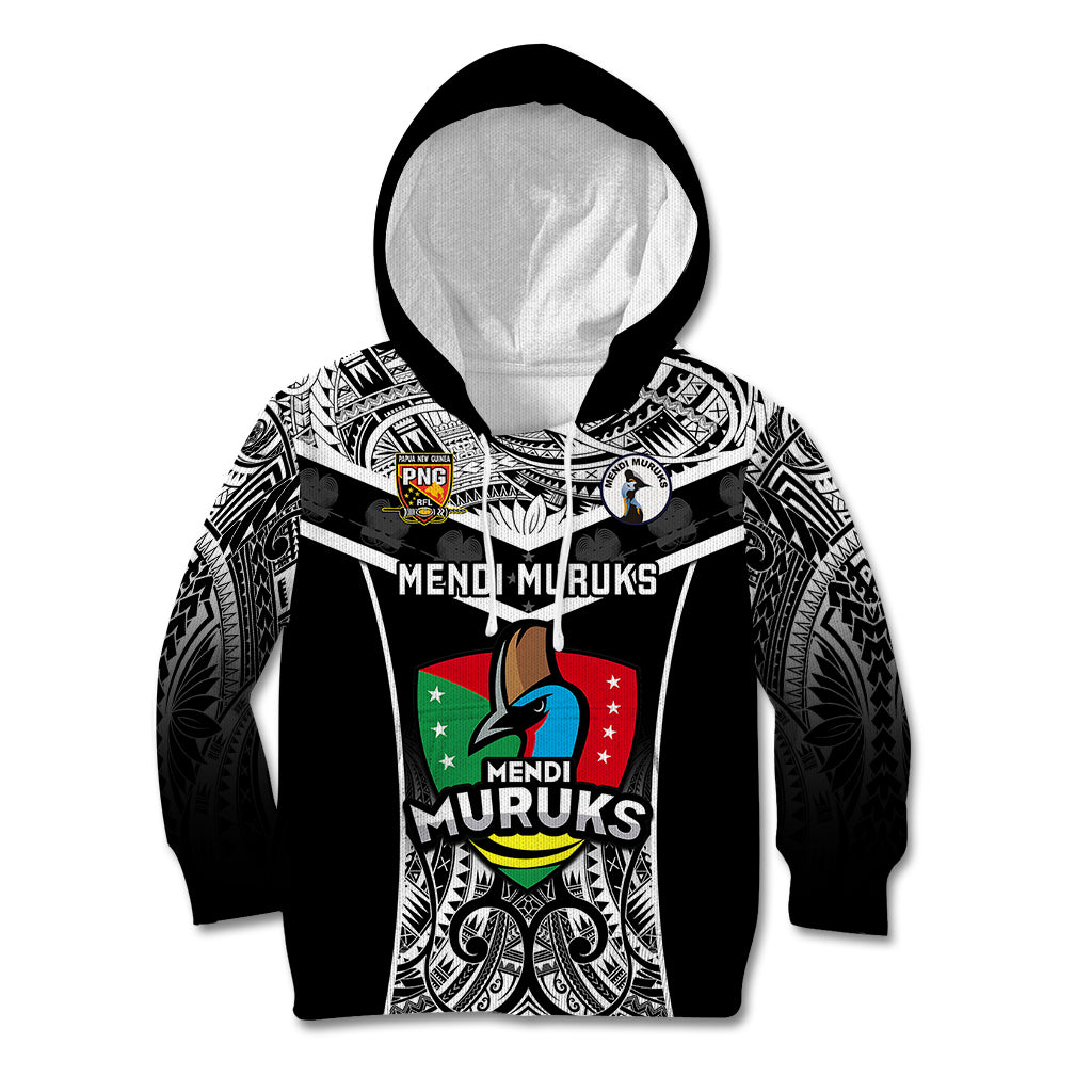Custom Papua New Guinea Rugby Kid Hoodie Mendi Muruks PNG Polynesian Pattern - Wonder Print Shop