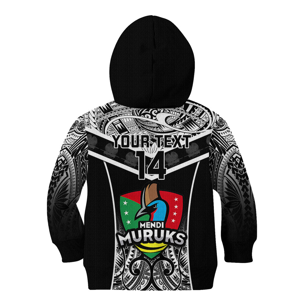 Custom Papua New Guinea Rugby Kid Hoodie Mendi Muruks PNG Polynesian Pattern - Wonder Print Shop