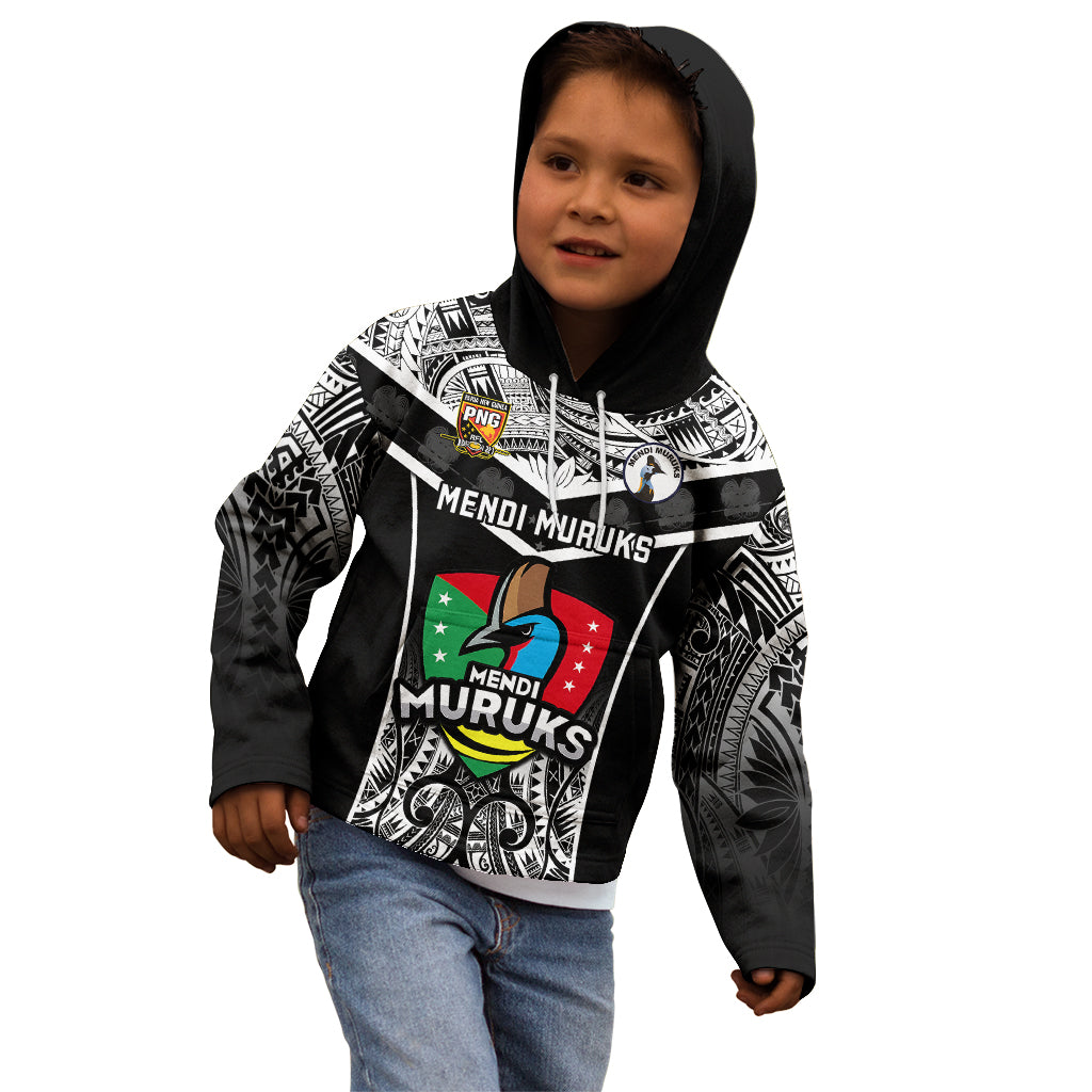Custom Papua New Guinea Rugby Kid Hoodie Mendi Muruks PNG Polynesian Pattern - Wonder Print Shop
