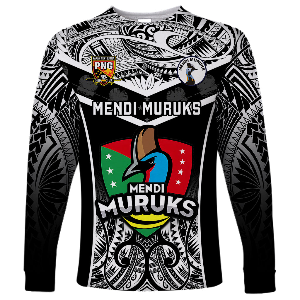 Custom Papua New Guinea Rugby Long Sleeve Shirt Mendi Muruks PNG Polynesian Pattern - Wonder Print Shop