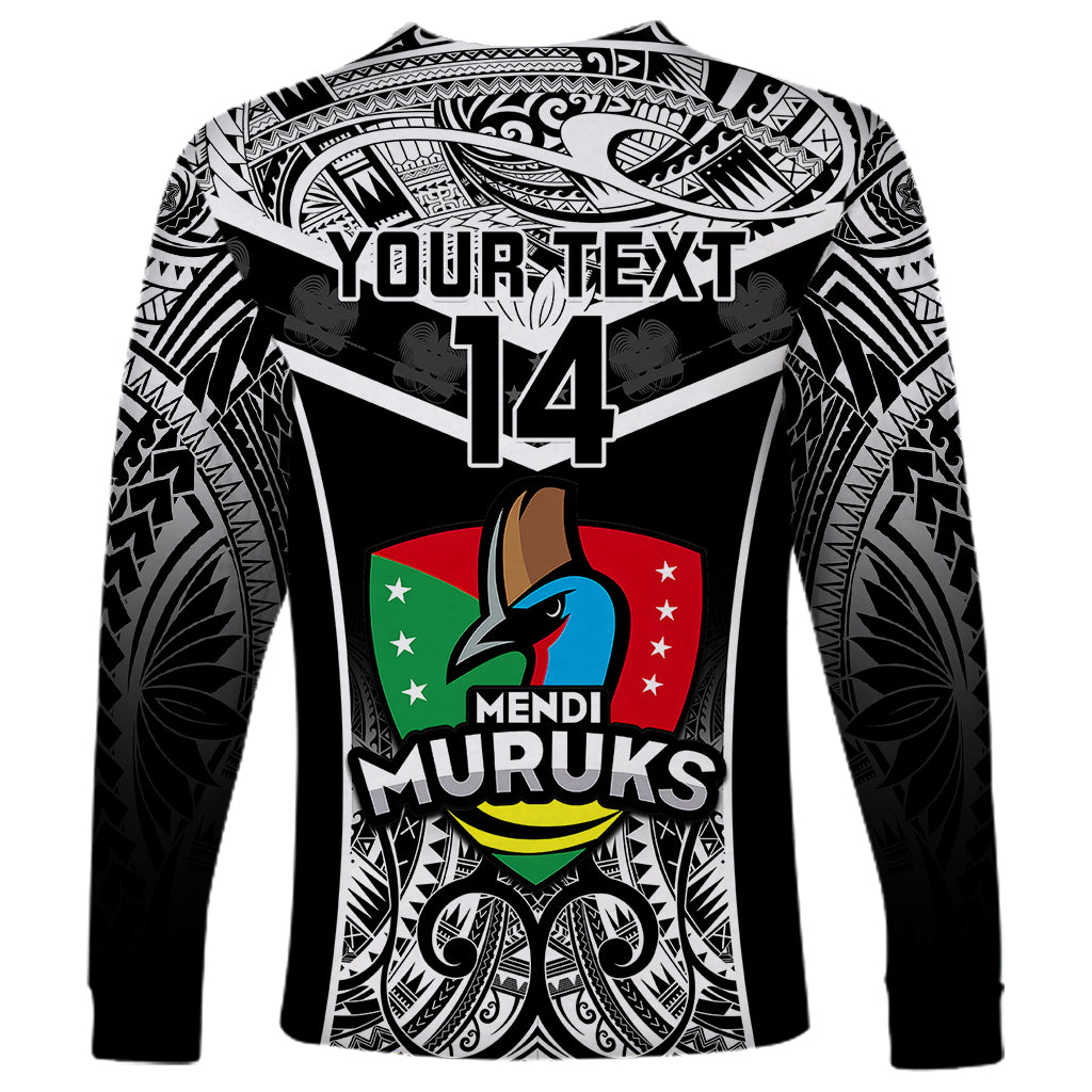 Custom Papua New Guinea Rugby Long Sleeve Shirt Mendi Muruks PNG Polynesian Pattern - Wonder Print Shop