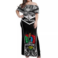 Custom Papua New Guinea Rugby Off Shoulder Maxi Dress Mendi Muruks PNG Polynesian Pattern - Wonder Print Shop