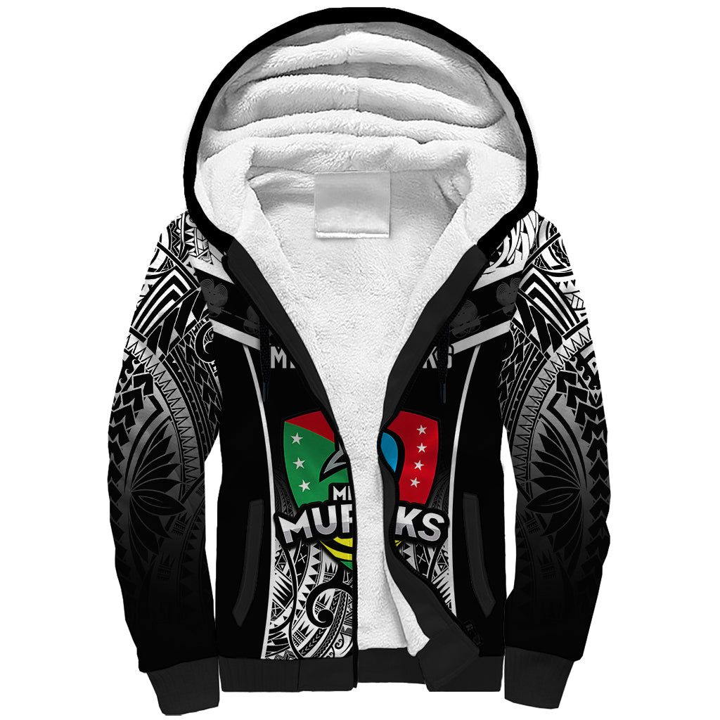 Custom Papua New Guinea Rugby Sherpa Hoodie Mendi Muruks PNG Polynesian Pattern - Wonder Print Shop