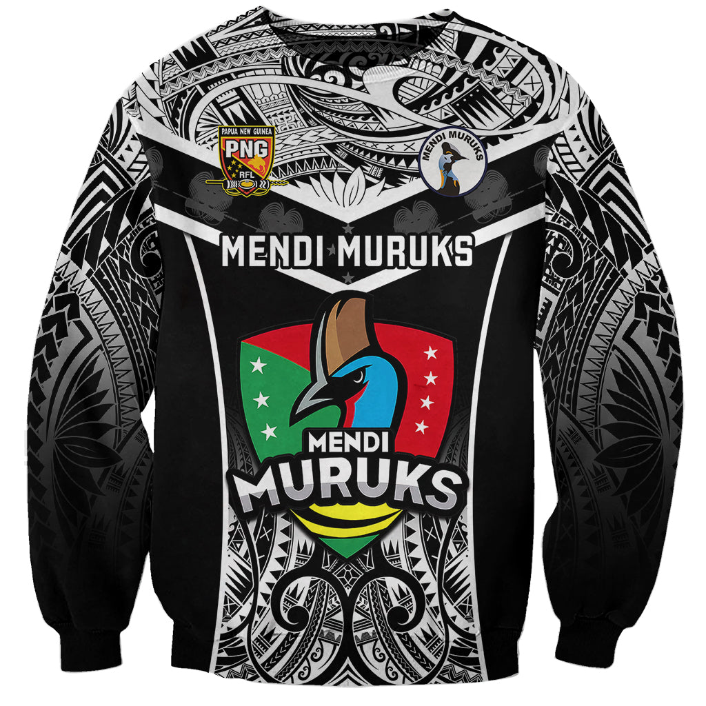 Custom Papua New Guinea Rugby Sweatshirt Mendi Muruks PNG Polynesian Pattern - Wonder Print Shop