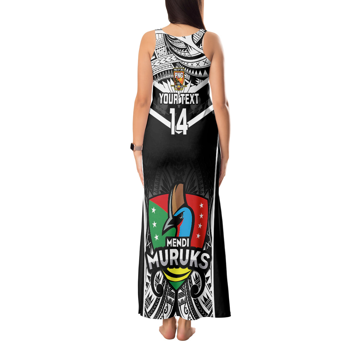 Custom Papua New Guinea Rugby Tank Maxi Dress Mendi Muruks PNG Polynesian Pattern - Wonder Print Shop