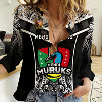 Custom Papua New Guinea Rugby Women Casual Shirt Mendi Muruks PNG Polynesian Pattern - Wonder Print Shop