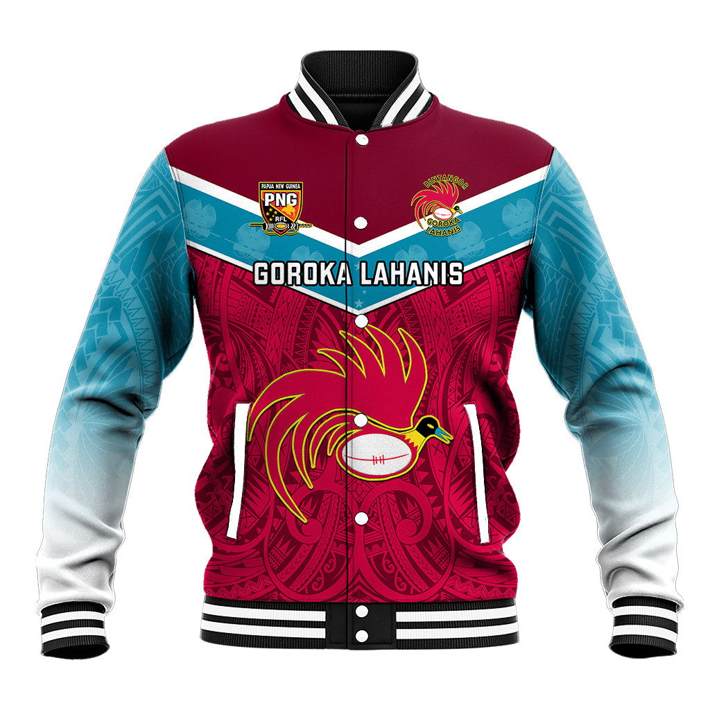 Papua New Guinea Rugby Baseball Jacket Goroka Lahanis PNG Polynesian Pattern - Wonder Print Shop