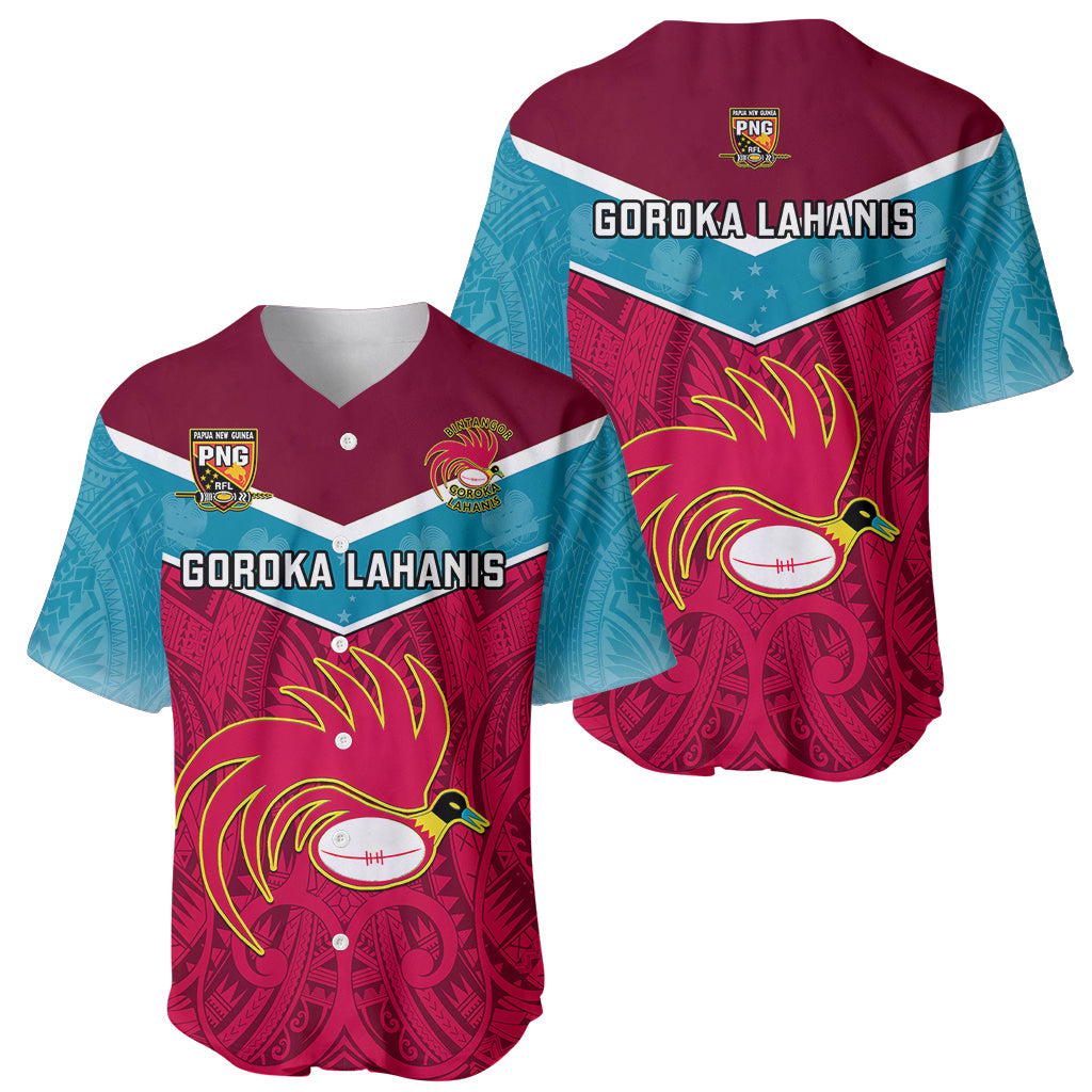 Papua New Guinea Rugby Baseball Jersey Goroka Lahanis PNG Polynesian Pattern - Wonder Print Shop