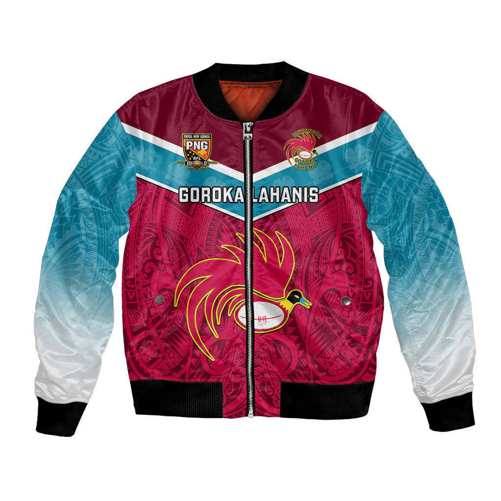 Papua New Guinea Rugby Bomber Jacket Goroka Lahanis PNG Polynesian Pattern - Wonder Print Shop
