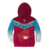 Papua New Guinea Rugby Kid Hoodie Goroka Lahanis PNG Polynesian Pattern - Wonder Print Shop