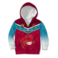 Papua New Guinea Rugby Kid Hoodie Goroka Lahanis PNG Polynesian Pattern - Wonder Print Shop