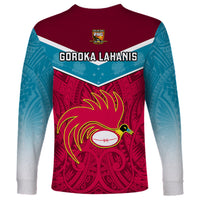 Papua New Guinea Rugby Long Sleeve Shirt Goroka Lahanis PNG Polynesian Pattern - Wonder Print Shop