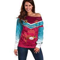 Papua New Guinea Rugby Off Shoulder Sweater Goroka Lahanis PNG Polynesian Pattern - Wonder Print Shop