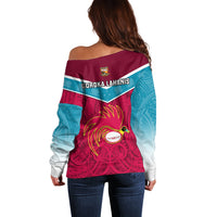 Papua New Guinea Rugby Off Shoulder Sweater Goroka Lahanis PNG Polynesian Pattern - Wonder Print Shop