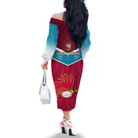 Papua New Guinea Rugby Off The Shoulder Long Sleeve Dress Goroka Lahanis PNG Polynesian Pattern - Wonder Print Shop