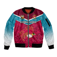 Papua New Guinea Rugby Sleeve Zip Bomber Jacket Goroka Lahanis PNG Polynesian Pattern - Wonder Print Shop
