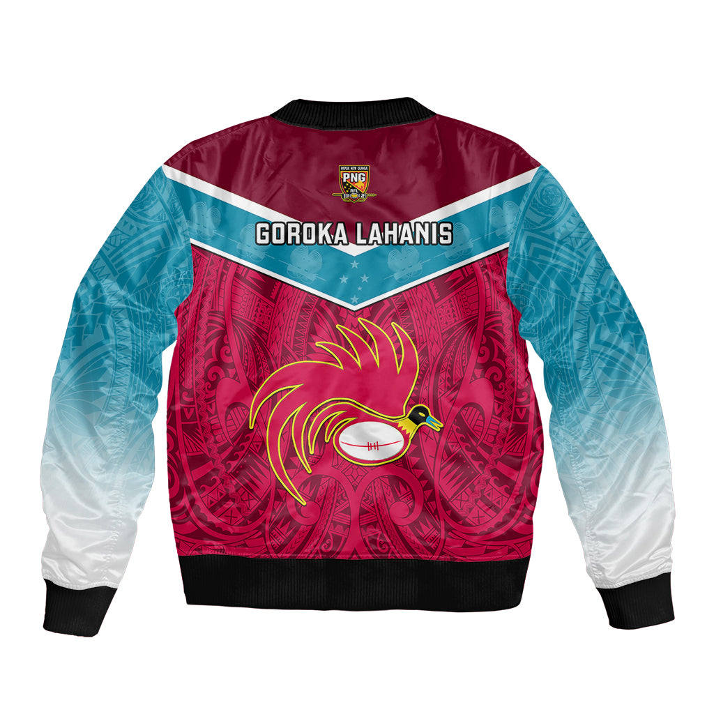 Papua New Guinea Rugby Sleeve Zip Bomber Jacket Goroka Lahanis PNG Polynesian Pattern - Wonder Print Shop